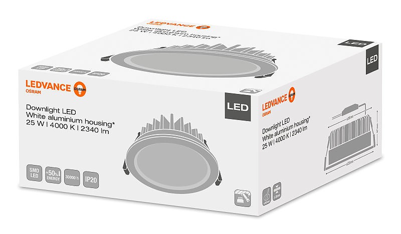 DOWNLIGHT LED 25W/3000K 230V IP20 LEDVANCE OSRAM фото 2