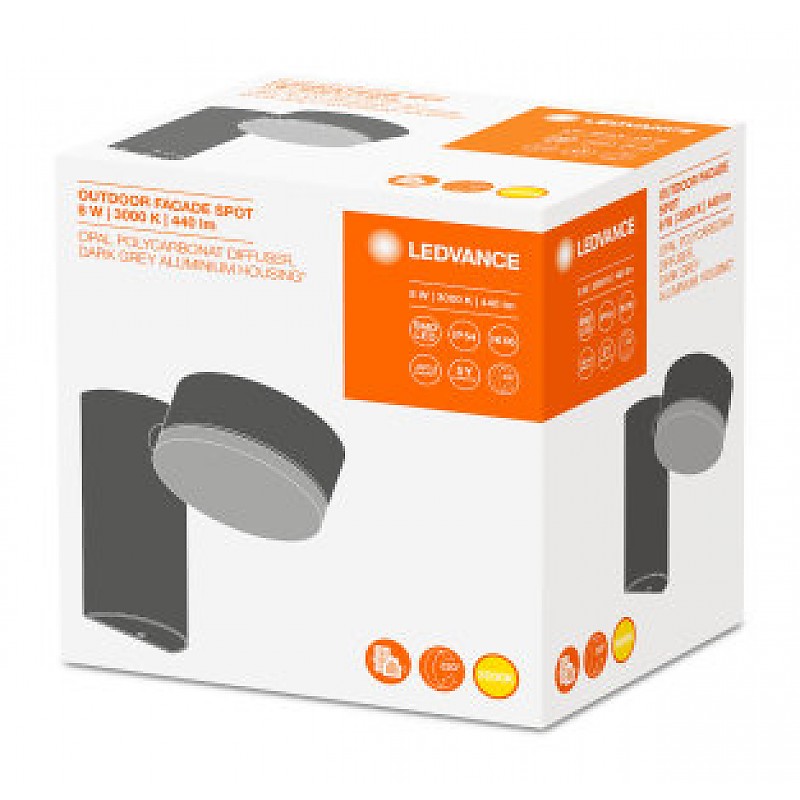 Outdoor FACADE SPOT 8W/3000K Dark Grey IP54 LEDVANCE OSRAM фото 2