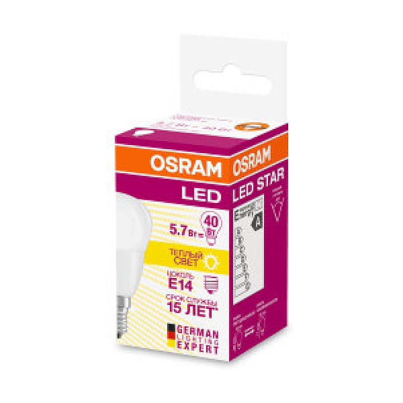 LED STAR CLP40 5,5W/827 230V FR E14 OSRAM фото 2