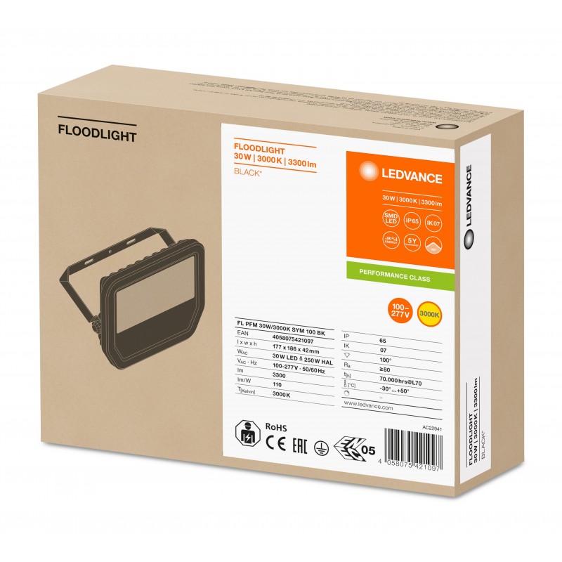 Прожектор FL PFM 30W 3000K SYM 100° BK IP65 LEDVANCE фото 2