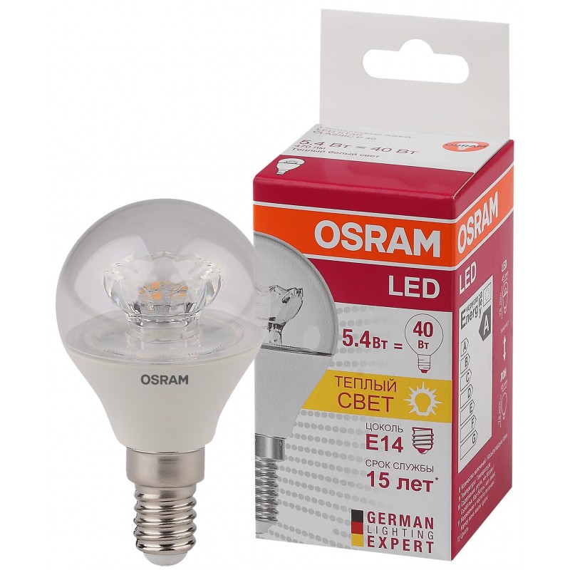 LED STAR CLP40 5,4W/830 230V CL E14 OSRAM фото 1