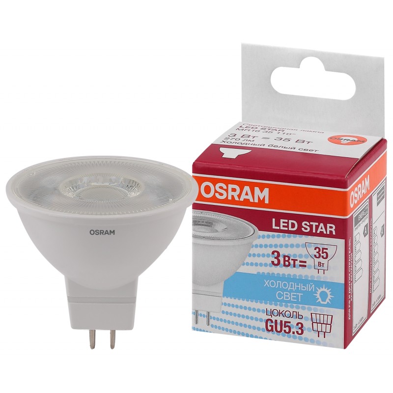 LED STAR MR16 35 110° 4W/850 230V GU5.3 OSRAM фото 2