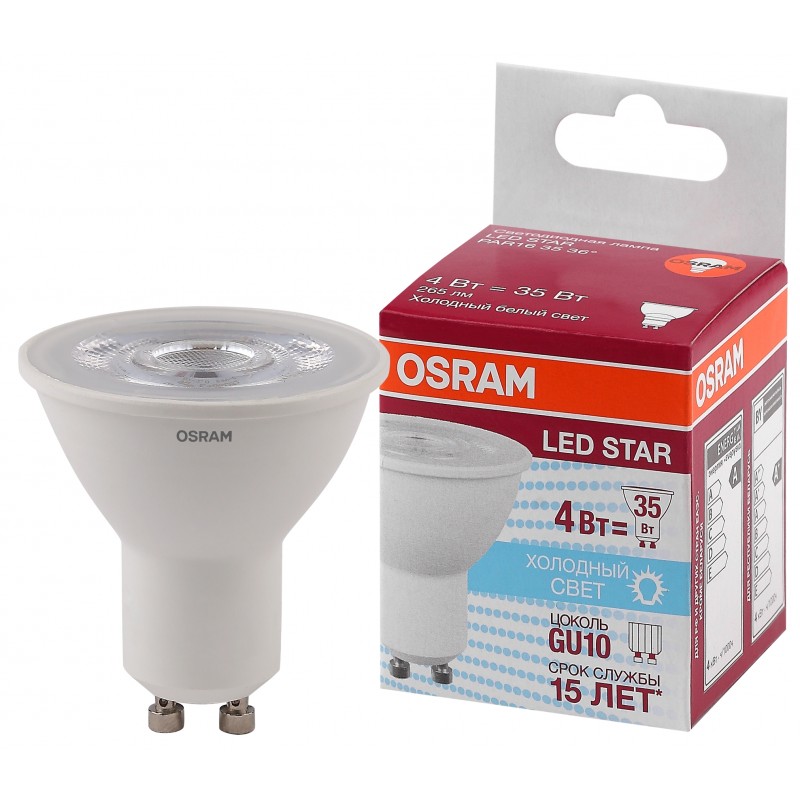 LS PAR16 35 36° 4W/840 230V GU10 OSRAM светодиодная лампа фото 1