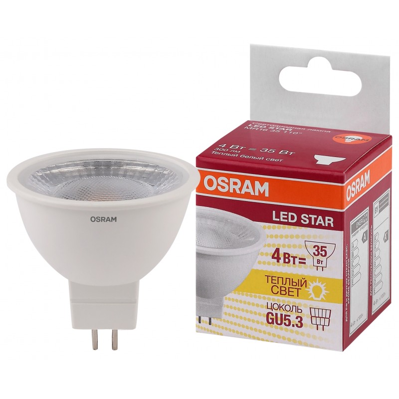 LED STAR MR16 35 110° 4W/830 230V GU5.3 OSRAM фото 2