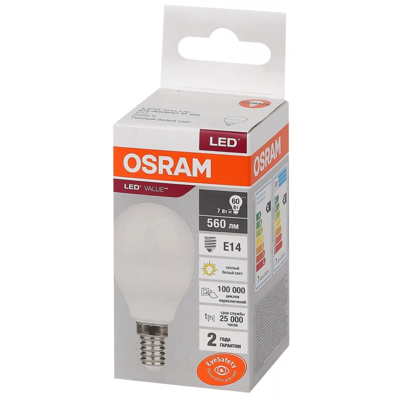 Cветодиодная лампа LED VALUE CLP60 7SW / 830 230V E14 OSRAM фото 2