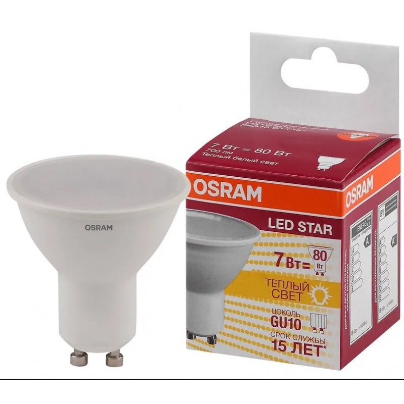 LS PAR16 80 100° 7W/830 230V GU10 OSRAM светодиодная лампа фото 2