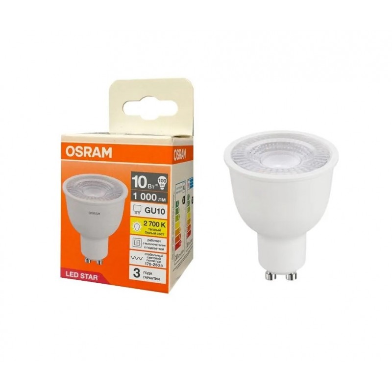 LSPAR16 10W/827 170-250V CL GU10 OSRAM фото 1