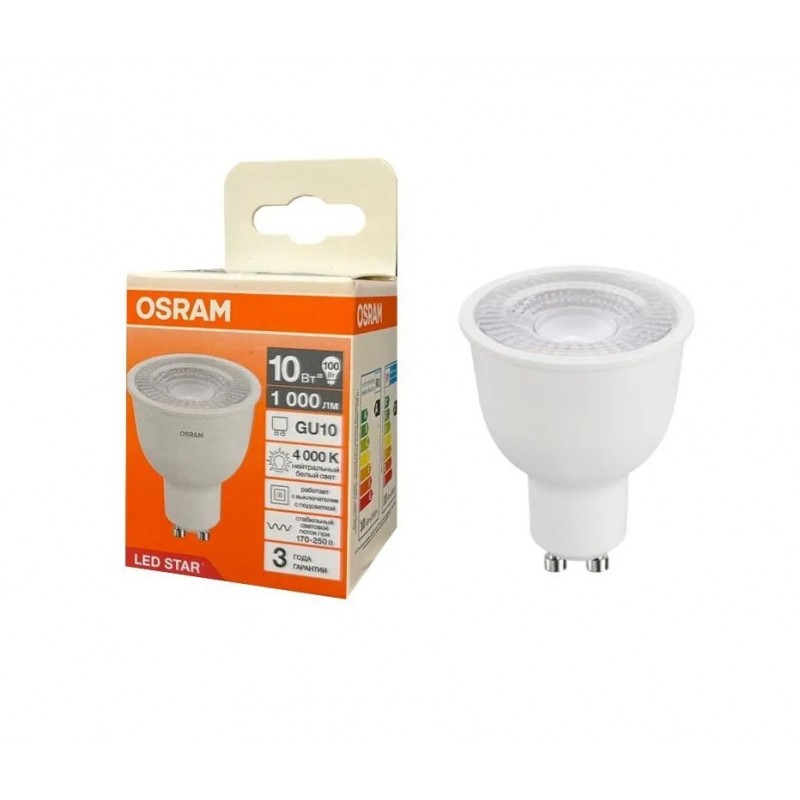 LSPAR16 10W/865 170-250V CL GU10 OSRAM фото 1