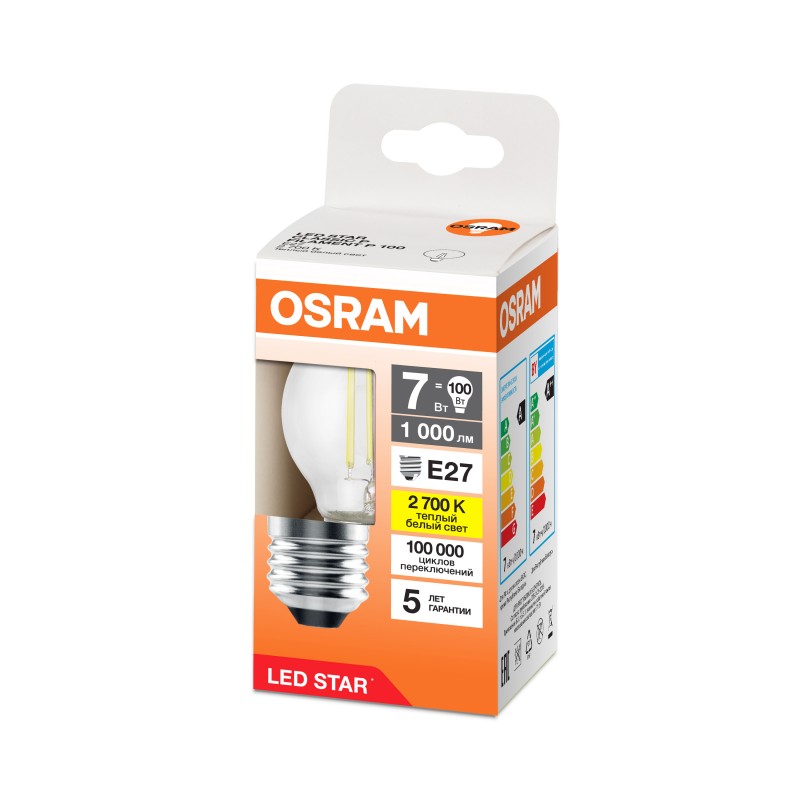LS CLP100 7W/827 230V FIL CL E27 OSRAM светодиодная лампа фото 3