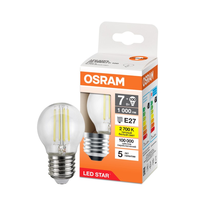 LS CLP100 7W/827 230V FIL CL E27 OSRAM светодиодная лампа фото 2