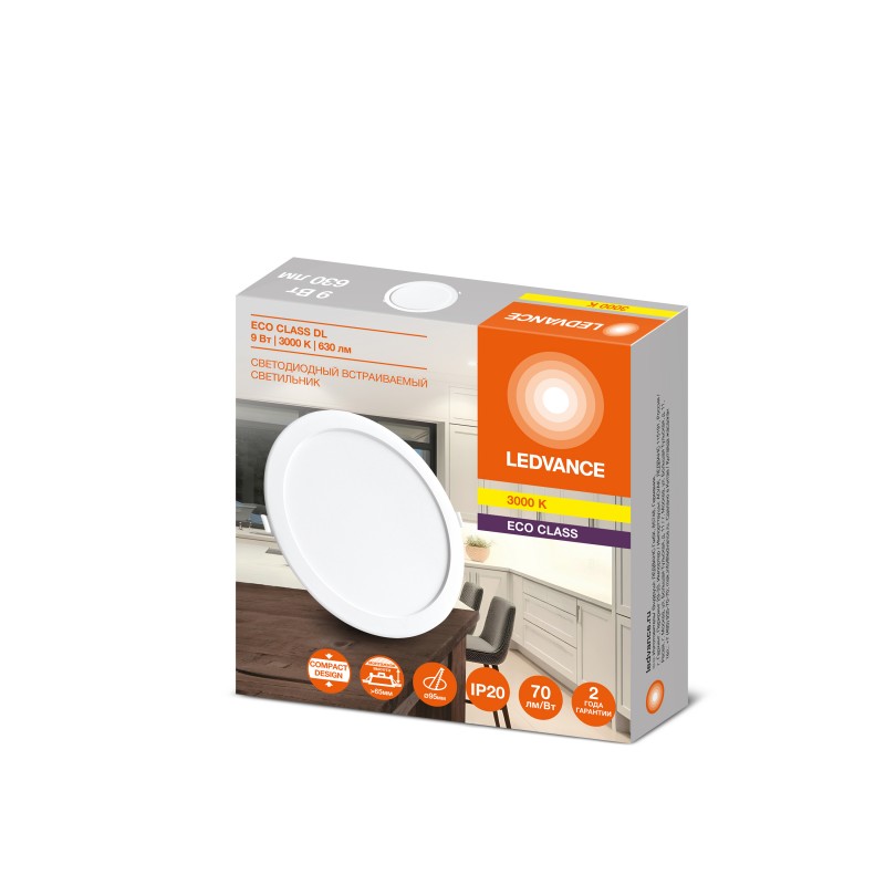 DL ECO IP20 9W 830 LEDVANCE cветильник фото 1