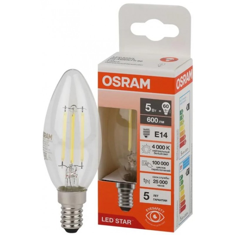 LS CLB60 5W/840 230V FIL E14 OSRAM cветодиодная лампа фото 1
