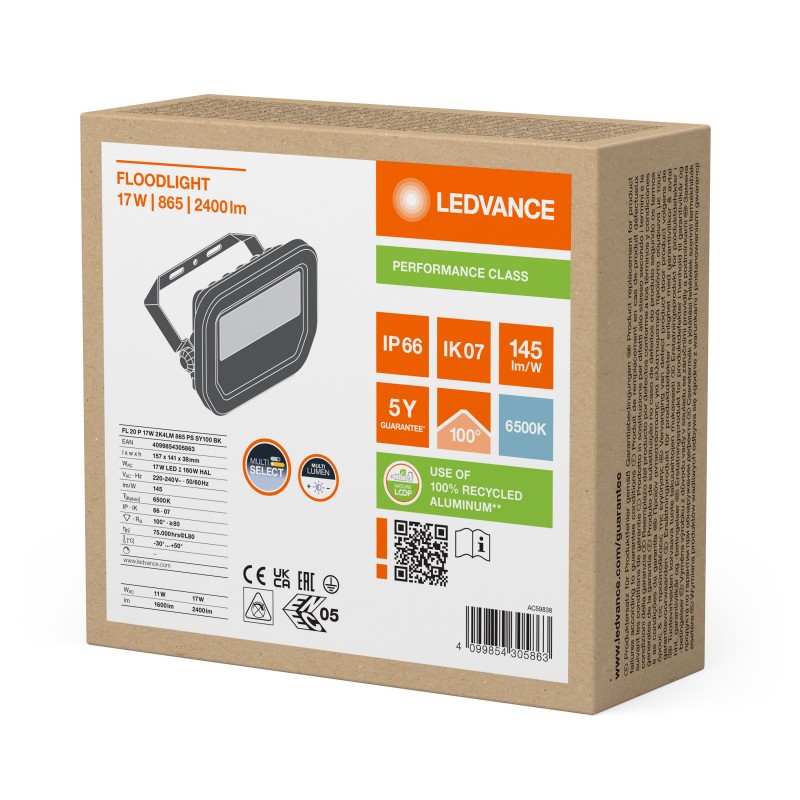 Прожектор FL 20 P 17W 2K4LM 865 PS SY100 BK  LEDVANCE фото 2