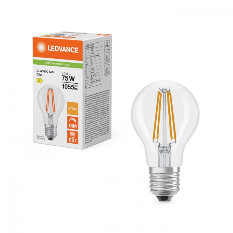 PERFORMANCE CLASS CL A75 D 8W/827 230V FIL E27 LEDVANCE фото 1