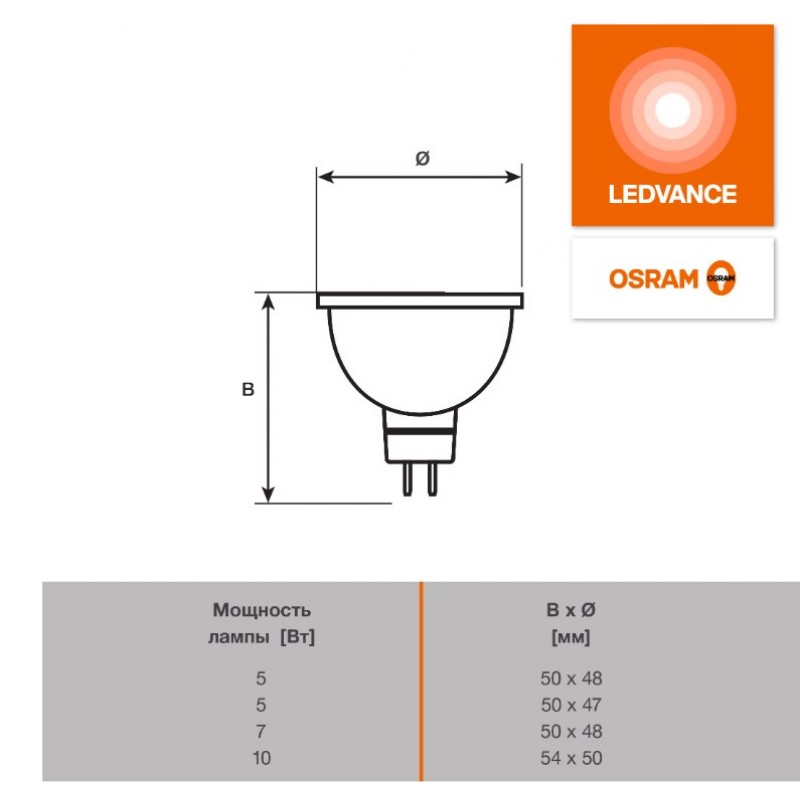 LV MR16 50 5W/927 12V FR GU5.3 OSRAM светодиодная лампа фото 3