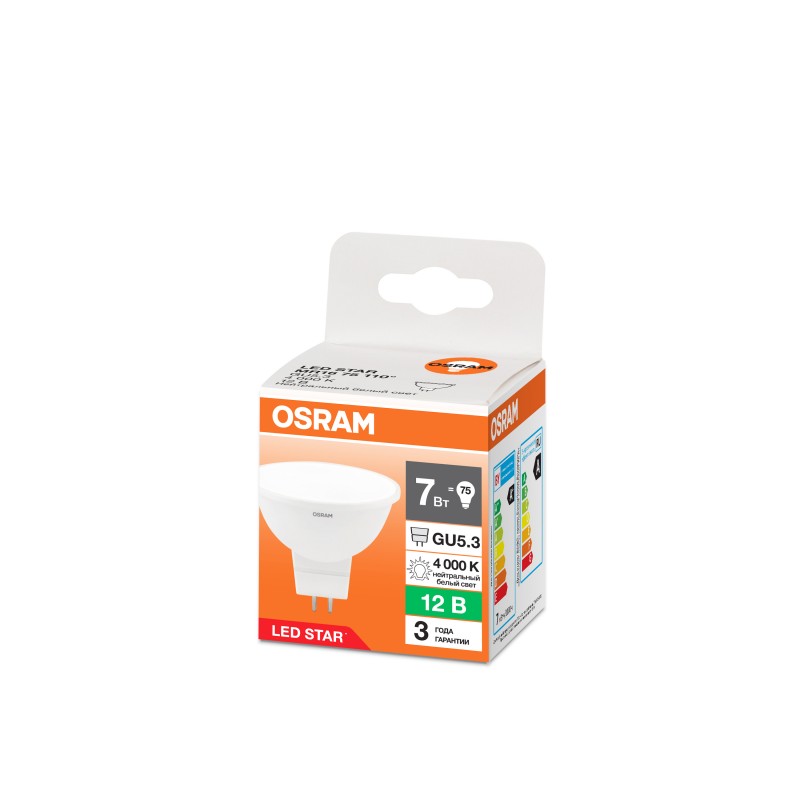 LED STAR MR16 75 110° 7W/840 12V GU5.3 OSRAM светодиодная лампа фото 1